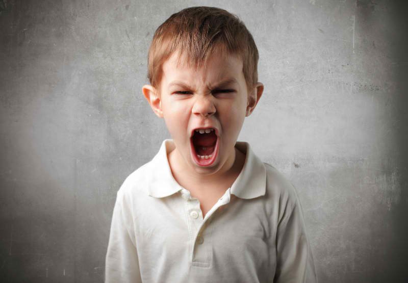 Angry, screaming, hot-tempered child